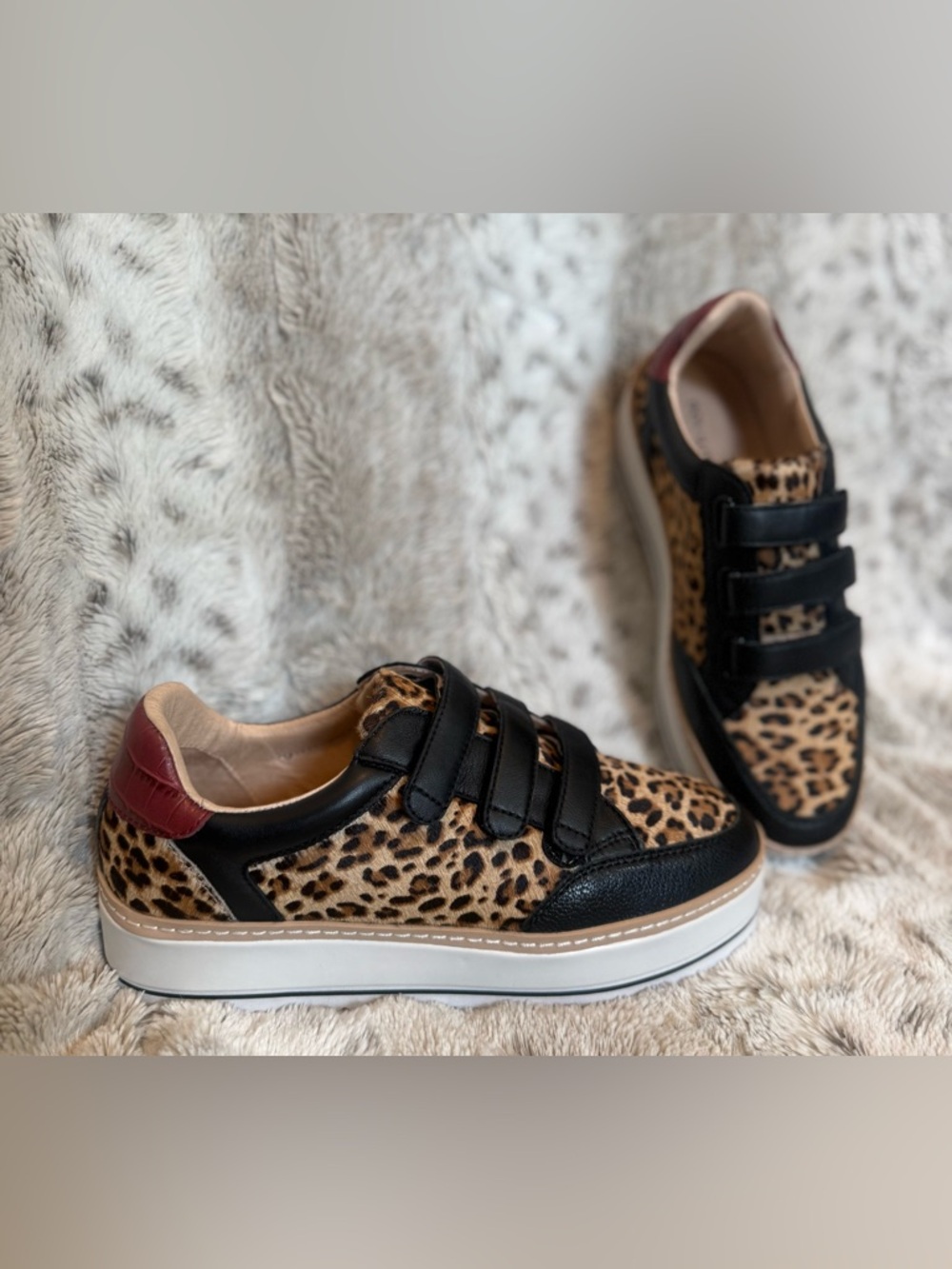 Donald Pliner Women’s Leopard Print Platform Sneakers with Black Trim